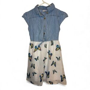Wonder Nation Denim and White Butterfly Dress Girls 10/12
